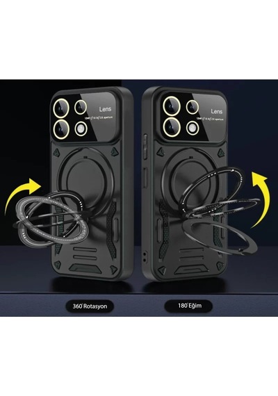 Newface Realme C55 Kılıf Joy Lens Standlı Kapak - Kırmızı