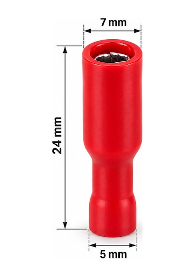 Powermaster Pm-39064 0,5-1,5mm2 Kesit 24x7x5mm Soket Kırmızı İzoleli Kablo Pabucu 100'lü Paket