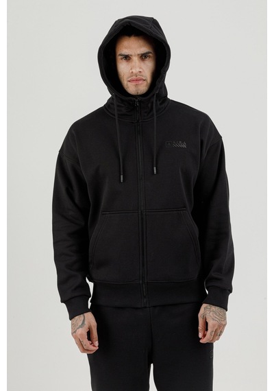 Airlife Bolder Fz.7 Tam Boy Fermuarlı Kanguru Cepli Erkek Kapüşonlu Sweatshirt Siyah