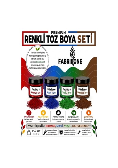 Toz Mum Boyası Seti 10 Cc 4 Lü Soya & Parafin Wax Için Kırmızı, Mavi, Yeşil, Kahverengi Bkfab4kmykh10g Karışık