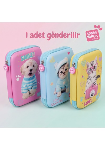 Bakgelal Studio Pets 3d Kabartmalı Kalem Kutusu Kedi Köpek Desenli Fermuarlı Bölmeli Okul Kalemliği Büyük - 9045016789168 124-Pembe