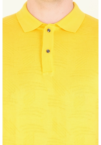 Giyim Dünyası Erkek Çıtçıtlı Desenli Polo Yaka Merserize T-shirt Sarı 001