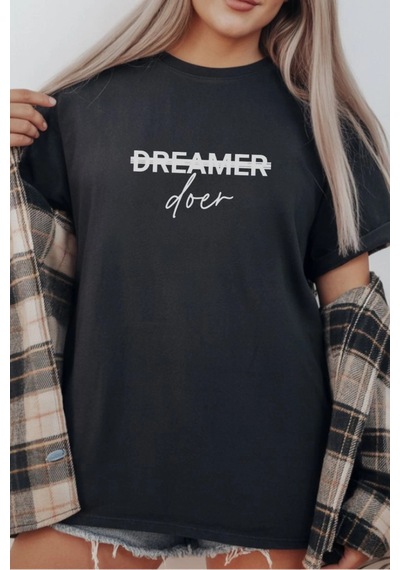 Freedom Store Unisex Oversize 24/1 Penye Dtf Baskılı Tişört - Dtf292 Siyah
