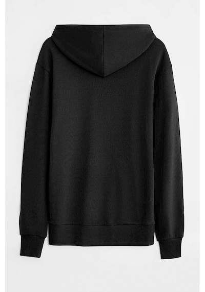 Grimelange Jorge Erkek Yumuşacık Kapüşonlu Organik Pamuk Kanguru Cepli Regular Siyah Sweatshirt