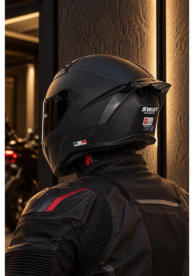 Sway 869 Mat Siyah Motosiklet Kask Black Vizör