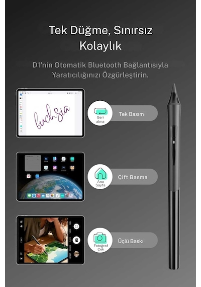 Metapen Apple Uyumlu iPad Air 11 İle Uyumlu Profesyonel Avuç İçi Red Ve Eğim Duyarlı Bluetoothlu Tablet Kalemi Siyah