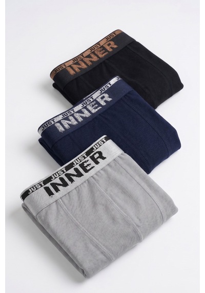 Just Inner Erkek Pamuklu Boxer Kabartma Bel Lastikli İç Giyim Konforu 135001 Lacivert