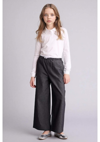 Defacto Wıde Leg Jean Görünümlü Pantolon Kız Çocuk G6814a826smbk27 Siyah-bk27