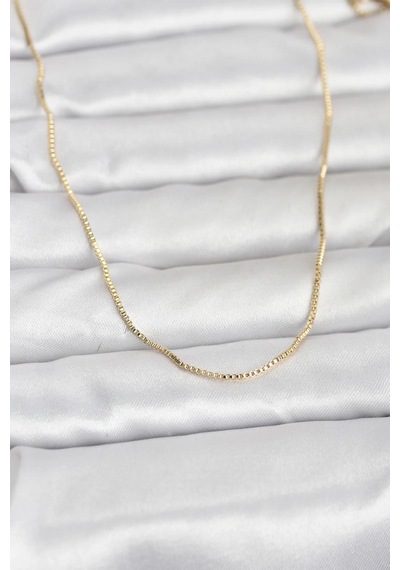 Lb Cm 14k Gold Renk İnce Kare Zincirli Model 60 Cm Kadın Kolye Tcxbko10956 Çok Renkli