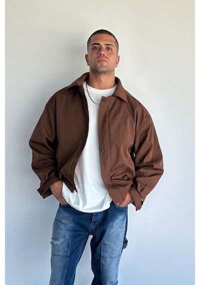 Terapi Men Kahverengi Oversize Bomber Ceket Kahverengi