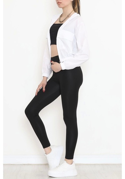Çift Cepli Crop Yağmurluk Beyaz - 17743.1247. Beyaz