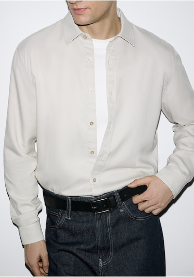 Mavi - Bej Tencel Gömlek 0210818-70134 Bej
