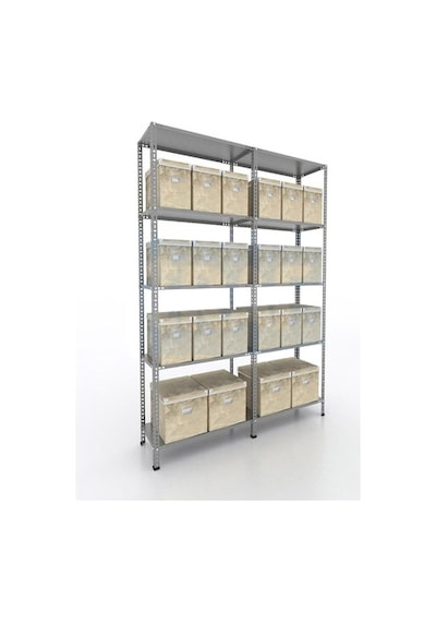 31x186x200 İkili Duble Seri Bağlantılı Çelik Raf Sistemi & 5 Katlı İkili Çelik Raf
