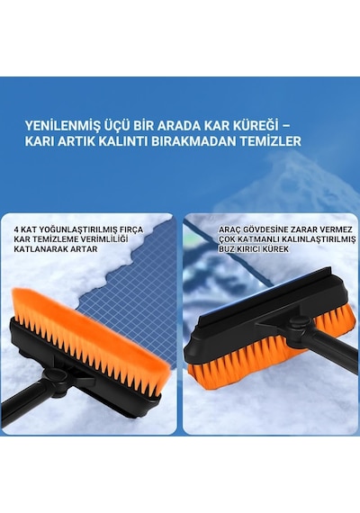 Coofbe Teleskopic Profesyonel 2in1 Araç Kar Fırçası Oto Ön Cam Buz Kazıyıcı Araç Kar Fırçası Ve Buz Kazıyı Diğer