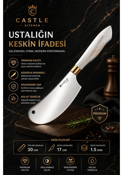 Papatya Serisi 3 Lü Mutfak Bıçağı Et Ekmek Sebze Mutfak Şef Bıçak Seti Lzl-263 Beyaz
