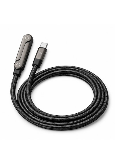Alfais 6044 Usb Type C Şarj Data Kablosu Standlı Katlanabilir Örgülü Hızlı 240w 2 Metre