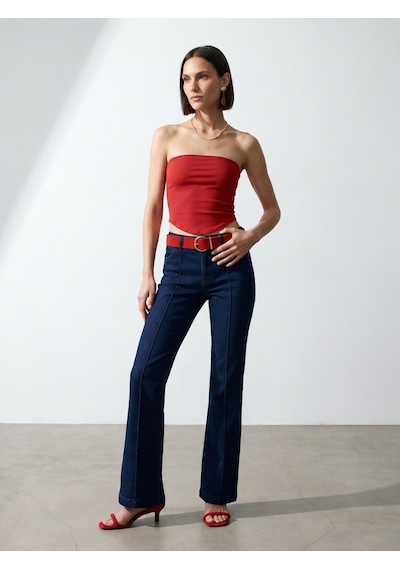 Dilvin 21218 Straplez Top-kırmızı