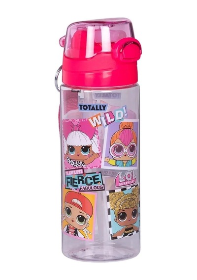 Lol Suprise Suluk / Su Şişesi 500ml Pembe Özel Tritan Malzemeli Suluk Pipetli Çok Renkli