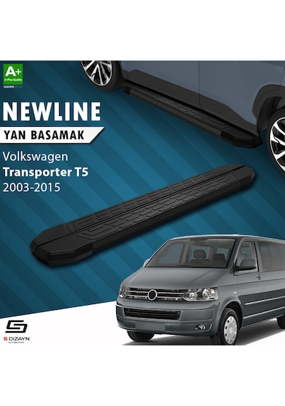 S-dizayn Vw Transporter T5 Kısa Şase Newline Siyah Yan Basamak 213 Cm 2003-2010 A+ Kalite