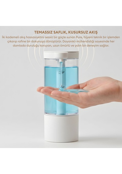 Pizen Pure Otomatik Sensörlü Sıvı Sabunluk - Şarjlı Temassız 2 Kademeli Akış - Ipx5 Suya Dayanıklı Beyaz