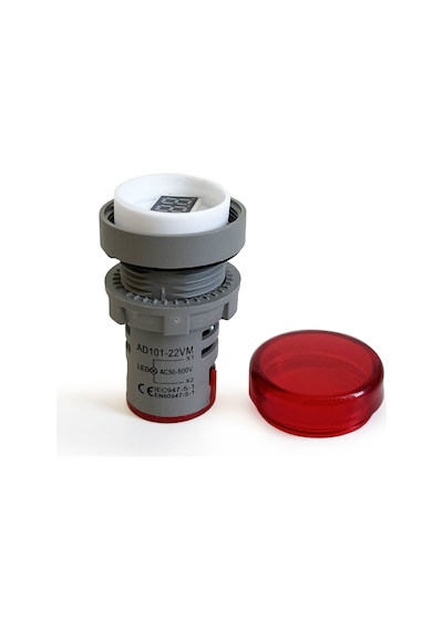 Mini Dijital Voltmetre 22mm Ac 60-500v Led Kırmızı Işık