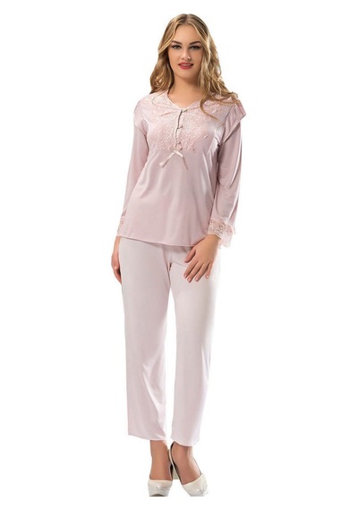 Sistina Ekru - 699 - Penye Pijama Takımı - 1567 - - Kmrsfres - Beden Xl