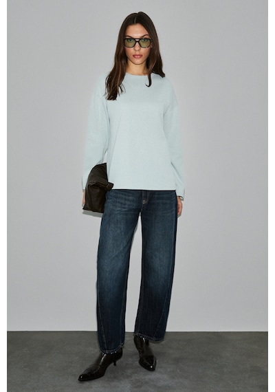 Grımelange Neat Kadın Organik Pamuklu Bisiklet Yaka Oversize Fit Uzun Kollu Gri T-shirt Gri Grımelange Neat Kadın Organik Pamuklu Bisiklet Yaka Oversize Fit Uzun Kollu Gri T-shirt Gri