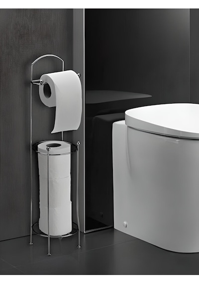 Sas Haus Ayaklı Wc Kağıtlı Yedek Kağıt Hazneli Tuvalet Kağıtlığı Yuvarlak Krom