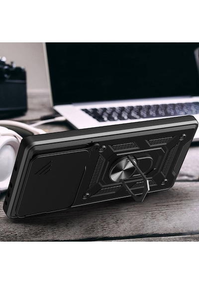 Huawei Pura 70 Pro 5g Kılıf Magnetik Standlı Kamera Korumalı Sürgülü Vega Ka Mavi Mavi