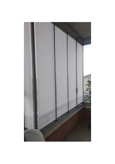 Hanedizayn Katlanabilir Cam Balkon Plise Perde Antrasit İsteğe Bağlı Vidalı Veya Yapışkanlı Beyaz