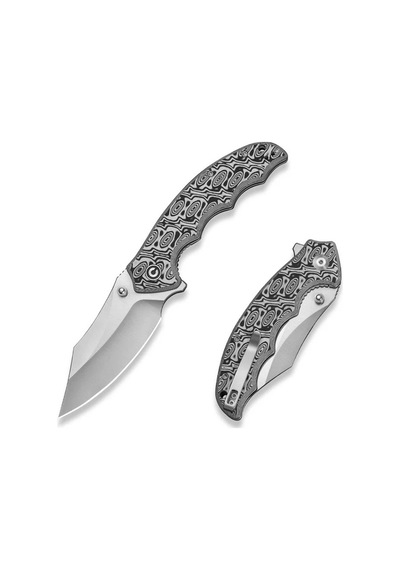 Civivi Pentad Black / White Vortex Micarta Handle Satin Finished Nitro-v Blade Kamp Çakı Gri