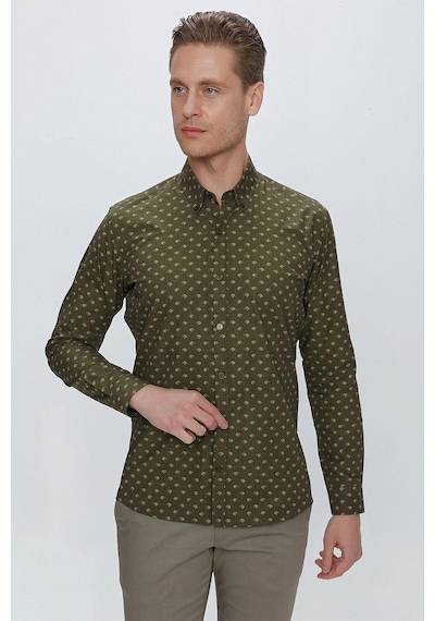 Efor G 1518 Slim Fit Haki Spor Gömlek Haki