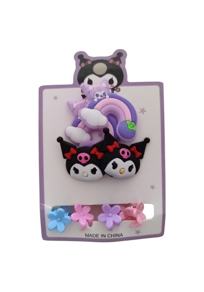 Kuromi Figürlü 4 Lü Lastik-papatya Figürlü Karışık Renkli Çocuk Set Toka Çok Renkli