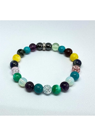 Balık Burcu Bilekliği 8mm Doğaltaş Bileklik - 18 Cm Çok Renkli