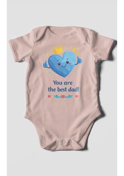 Morivokids You Are The Best Dad Kısa Kollu Bebek Body %100 Pamuk Pastel Pembe