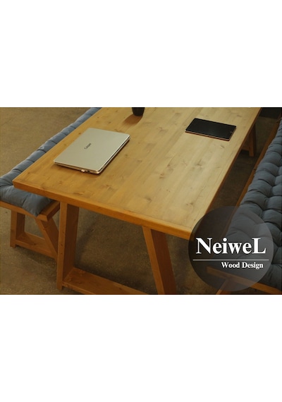 Neiwel Dove Doğal Ahşap Banklı Toplantı Masasıı x 100 x 200 Açık Ceviz