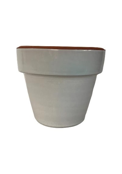 Beyaz Renk Sırlı El Yapımı Toprak Saksı Mini Boy 9 9 Cm