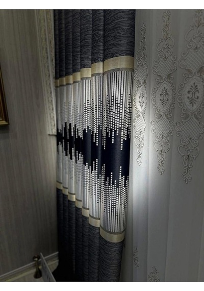 Amasra Ft614164 V-502 Mavi 1/3 Sık Pileli Fon Perde Apm Cok Renkli