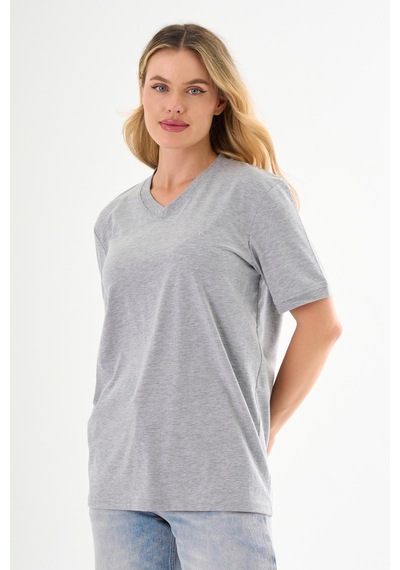 Pierre Cardin V Yaka Basic T-shirt Gri