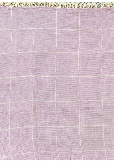 Çizgili Çift Kişilik Organik Müslin Pike 185x220cm Oeko-tex Standard 100 Sertifikalı Lila