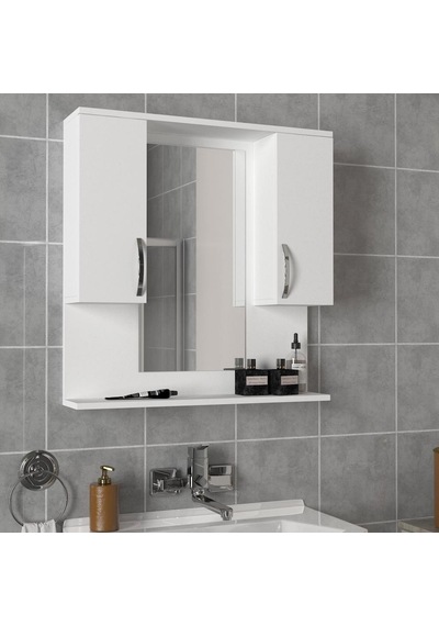 Dekorister Tiger Aynalı Banyo Etajer Beyaz Çok Renkli
