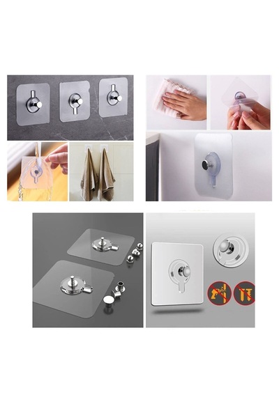 4 Parça 10mm Vidalı Şeffaf Pvc Yapışkan Askı 5639 4 Renk