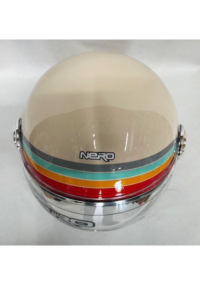 Nero Tk-06 Şefaf Vizörlü Yarım Açık Kask Parlak Krem