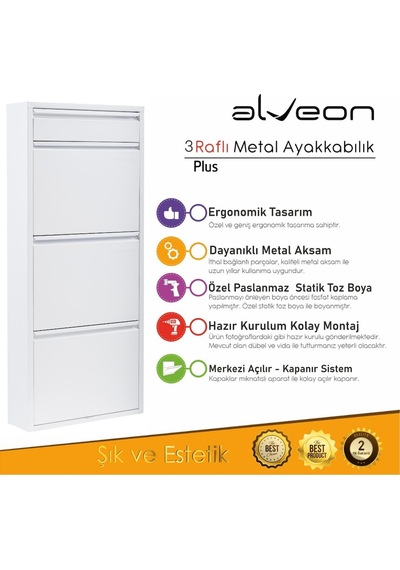 Alv-1003 Plus Alveon Metal Ayakkabılık Beyaz