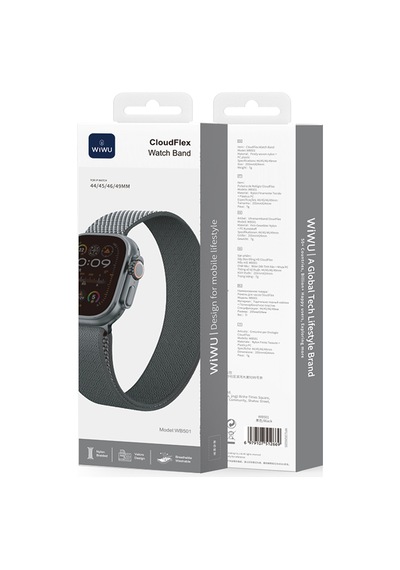Watch 42mm Uyumlu Kordon Wiwu Wb501 Cloudflex Serisi Hasır Örgü Strap Kayış Siyah
