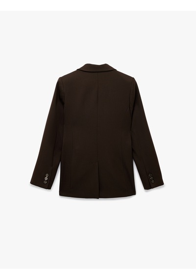 Koton Cepli Düğmeli Uzun Kollu Kruvaze Blazer Ceket Kahverengi 6sak50047uw Kahve