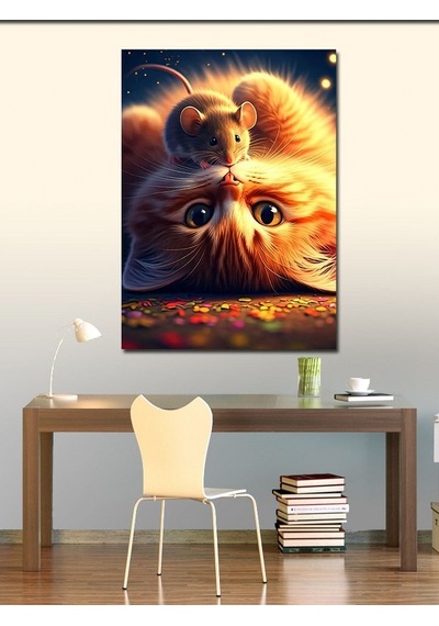 Kanvas Tablo Fare Ve Kedi 50cmx70cm