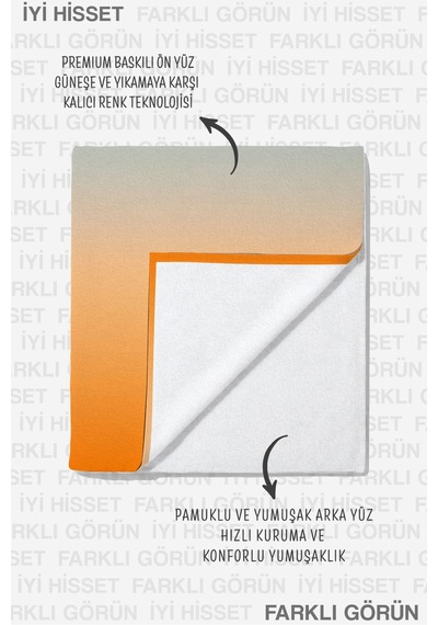 Modern Degrade Mavi Turuncu Plaj Havlusu - Minimalist Ombre Tasarım Hızlı Kuruyan Mikrofiber Havlu Yumuşak Ada