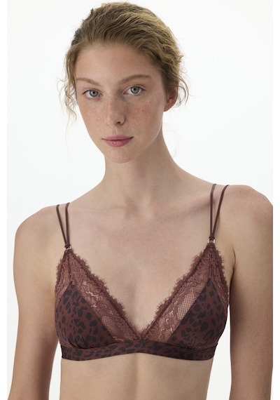 Penti Kahverengi Printed Micro Lace Triangle Sütyen Bn83