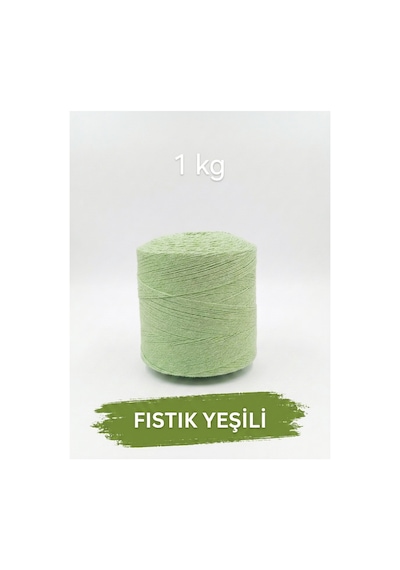 1 Kg Pamuklu El Örgü İpi Runner İpi- Amigurumi Koton İp Punch İpi Motif Fıstık Yeşili Renk